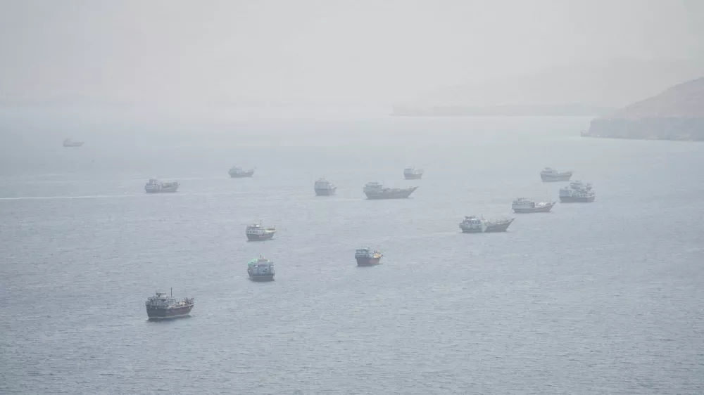 Vessels near the Strait of Hormuz, as seen from Musandam, Oman, September 2, 2026. REUTERS/Stringer