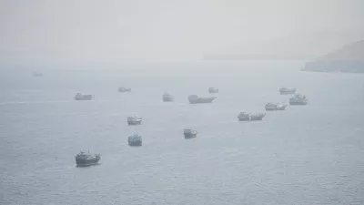 Vessels near the Strait of Hormuz, as seen from Musandam, Oman, September 2, 2026. REUTERS/Stringer