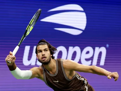 Tennis - U.S. Open - Flushing Meadows, New York, United States - September 2, 2026 Spain's Carlos Alcaraz in action during his second round match against Portugal's Jaime Faria REUTERS/Brendan Mcdermid   TPX IMAGES OF THE DAY