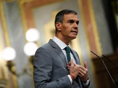 Spain's Prime Minister Pedro Sanchez speaks during a session to address the mass crossing of migrants into the enclave of Ceuta in late July, at the parliament in Madrid, Spain, September 3, 2026. REUTERS/Susana Vera