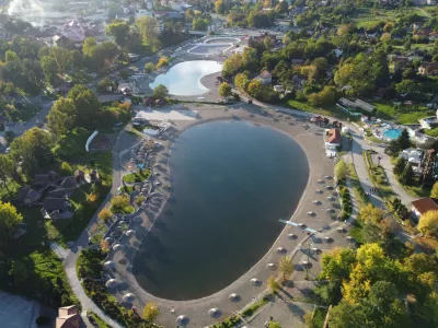Tuzla, Bosnia and Herzegovina &ndash; October 12, 2022: Pannonian Lake sin the center of city (Tuzla, Bosnia and Herzegovina)