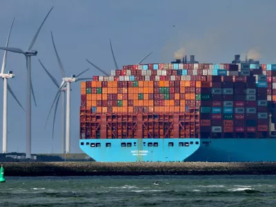 The Matz Maersk container ship sits in the port of Rotterdam, the Netherlands, May 18, 2026. REUTERS/Yves Herman