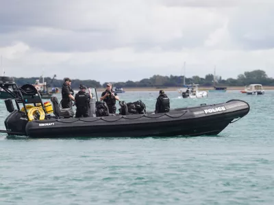 PA via ReutersPolice officers patrol on a Rib (rigid inflatable boat) off the coast of Eastney Beach in Portsmouth, following a protest last night after people thought to be migrants were brought into the harbour. Picture date: Monday September 7, 2026.No Use UK. No Use Ireland. No Use Belgium. No Use France. No Use Germany. No Use Japan. No Use China. No Use Norway. No Use Sweden. No Use Denmark. No Use Holland. No Use Australia.
