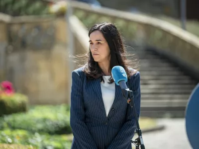 28 July 2026, Bavaria, Bad Staffelstein: Anita Orb&aacute;n, Hungary's Deputy Prime Minister and Minister of Foreign Affairs, delivers a press statement on the second and final day of the CSU state parliamentary group's summer retreat at Banz Abbey. Photo: Daniel Vogl/dpa,Image: 1119266914, License: Rights-managed, Restrictions: GERMANY OUT, Model Release: no 