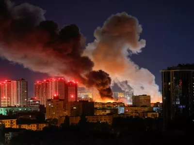 Smoke rises in the city during a Russian missile strike, amid Russia's attack on Ukraine, in Kyiv, Ukraine September 8, 2026. REUTERS/Gleb Garanich