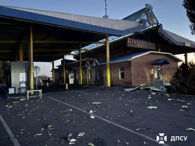 A Ukraine-Moldova border crossing сheck point Starokozache, damaged during a Russian drone strike, amid Russia's attack on Ukraine, in Odesa region, in this handout picture released September 9, 2026. Press service of the State Border Guard Service of Ukraine/Handout via REUTERS ATTENTION EDITORS - THIS IMAGE HAS BEEN SUPPLIED BY A THIRD PARTY. DO NOT OBSCURE LOGO.
