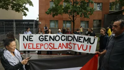 9.9.2026 - Protest - NE GENOCIDNEMU VELEPOSLANI&Scaron;TVU&laquo; proti odprtju izraelskega veleposlani&scaron;tva v Ljubljani.Foto: Luka Cjuha