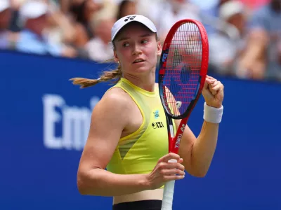 Tennis - U.S. Open - Flushing Meadows, New York, United States - September 9, 2026 Kazakhstan's Elena Rybakina celebrates winning her quarter final match against China's Qinwen Zheng REUTERS/Mike Segar