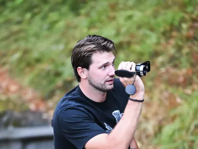Luka Doncic filming with a videocamLos Angeles Lakers star Luka Doncic takes his teammates on a sightseeing boat tour of Ljubljana during the team's visit to the Slovenian capital. Doncic is hosting his Lakers teammates in his hometown as part of a four-day team gathering ahead of the new NBA season. The group toured the city by boat, taking in Ljubljana's historic city centre and landmarks along the Ljubljanica River.