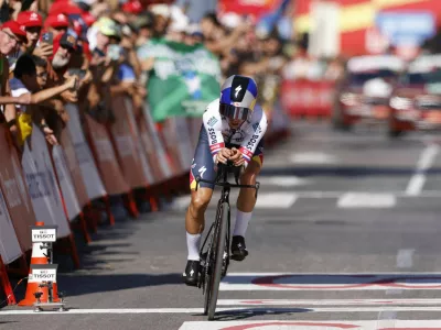 Cycling - Vuelta a Espana - Stage 18 - El Puerto de Santa Maria to Jerez - Jerez, Spain - September 10, 2026 Red Bull - Bora - Hansgrohe's Primoz Roglic in action during stage 18 REUTERS/Marcelo Del Pozo