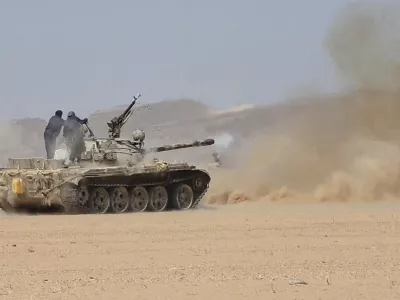 Members of the Saudi-backed Yemeni government forces fire a tank during what they say to be clashes with Yemen's Iran-aligned Houthis&nbsp;in a location given as near Al-Hazm, Yemen, in this screen grab obtained from a handout video released September 9, 2026. Media Centre Of The Yemeni Armed Forces/Handout via REUTERS THIS IMAGE HAS BEEN SUPPLIED BY A THIRD PARTY TPX IMAGES OF THE DAY  VERIFICATION: -Location and date not verified -No earlier versions of the video found posted online before September 9