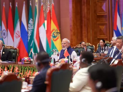 India's Prime Minister Narendra speaks during day two of the BRICS Summit in New Delhi, India, September 13, 2026. India's Press Information Bureau/Handout via REUTERS THIS IMAGE HAS BEEN SUPPLIED BY A THIRD PARTY. NO RESALES. NO ARCHIVES.