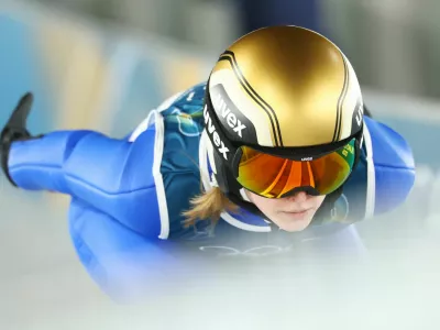 Milano Cortina 2026 Olympics - Ski Jumping - Women's Normal Hill Individual - Trial Round - Predazzo Ski Jumping Stadium, Predazzo, Italy - February 07, 2026. Maja Kovacic of Slovenia in action during the trial round of Women's Normal Hill Individual. REUTERS/Kai Pfaffenbach