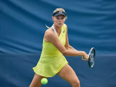 August 30, 2026, New York, New York, United States of America: Dayana Yastremska of Ukraine returns with backhand during the 2026 US Open - Tennis Championships,Image: 1129411195, License: Rights-managed, Restrictions:, Model Release: no 