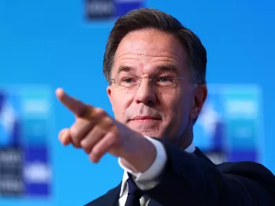 NATO Secretary General Mark Rutte gestures during a doorstep at the NATO leaders' summit in Ankara, Turkey, July 8, 2026. REUTERS/Yves Herman