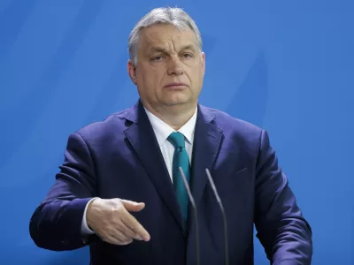 FILE - Hungary's Prime Minister Victor Orban briefs the media in Berlin, Germany, Monday, Feb. 10, 2020. After Russia launched its war against Ukraine in Feb. 2022, Sweden and Finland dropped their longstanding military neutrality and quickly signaled their intentions to join the NATO military alliance. While Turkish President Recep Tayyip Erdogan has repeatedly raised specific objections to the countries &mdash; especially Sweden &mdash; joining NATO, Hungary's populist Prime Minister Viktor Orban has long signaled that his country supports expanding the alliance, and has made repeated promises that the parliament in Budapest would soon vote to ratify. (AP Photo/Markus Schreiber, File)