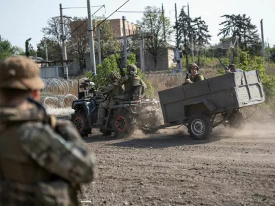 Servicemen of the Ukrainian Armed Forces ride a military buggy, amid Russia's attack on Ukraine, in the frontline town of Druzhkivka, in Donetsk region, Ukraine September 12, 2026. Iryna Rybakova/Press Service of the 93rd Kholodnyi Yar Separate Mechanized Brigade of the Ukrainian Armed Forces/Handout via REUTERS ATTENTION EDITORS - THIS IMAGE HAS BEEN SUPPLIED BY A THIRD PARTY.