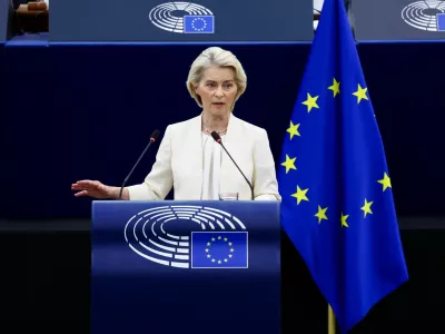 European Commission President Ursula von der Leyen delivers the State of the European Union address (SOTEU) to the European Parliament, in Strasbourg, France, September 16, 2026. REUTERS/Yves Herman