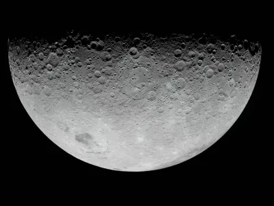 In this image provided by NASA, the Artemis II crew photographed the Moon's crater on Monday, April 6, 2026. (NASA via AP)