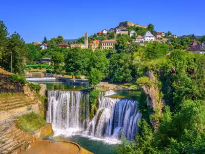 Jajce town in Bosnia and Herzegovina, famous for the beautiful Pliva waterfall
