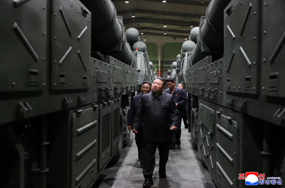North Korean leader Kim Jong Un provides guidance on projects in the defense industry sector in North Korea, in this picture released by North Korea's official Korean Central News Agency on September 19, 2026. KCNA via REUTERS ATTENTION EDITORS - THIS IMAGE WAS PROVIDED BY A THIRD PARTY. REUTERS IS UNABLE TO INDEPENDENTLY VERIFY THIS IMAGE. NO THIRD PARTY SALES. SOUTH KOREA OUT. NO COMMERCIAL OR EDITORIAL SALES IN SOUTH KOREA.