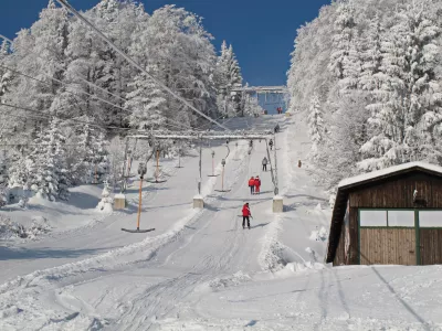 Skiing on Unterberg in Lower Austria, Austria, Europe