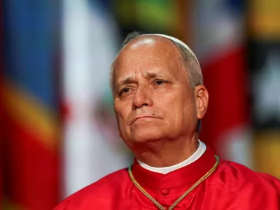 Pope Leo attends a meeting on contemporary challenges related to artificial intelligence, information integrity, education, and artistic creation in the age of AI at the UNESCO headquarters in Paris as part of his four-day apostolic journey to France, September 25, 2026. REUTERS/Abdul Saboor