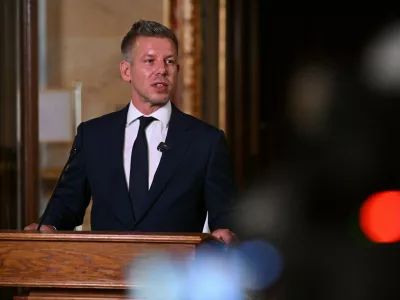 FILE - Hungarian Prime Minister Peter Magyar holds an extraordinary press briefing following a voting on the 17th amendment to the Fundamental Law in the parliament building in Budapest, Hungary, July 13, 2026. (Tamas Purger/MTI via AP, File)