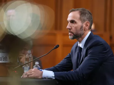 Former Justice Department special counsel Jack Smith testifies before the Senate Judiciary Committee at the Capitol, Tuesday, Sept. 29, 2026, in Washington. (AP Photo/Allison Robbert)