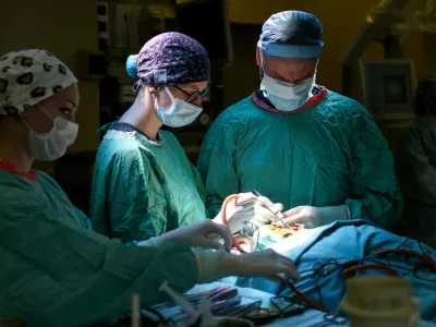 RUSSIA, MOSCOW - APRIL 7, 2026: Neurosurgeon Dmitry Kopachev (R), head of the neurosurgery department, performs an operation at Doctor Roshal's Hospital (Emergency Children's Surgery and Traumatology Research Institute,Image: 1089688457, License: Rights-managed, Restrictions: * Switzerland And Russia Rights Out *, Model Release: no
