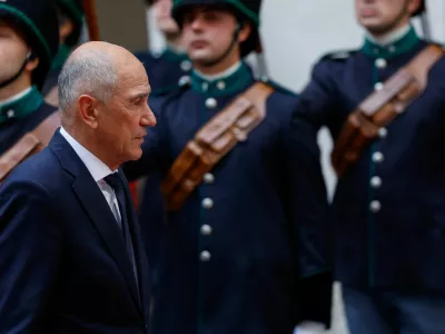 Slovenia's Prime Minister Janez Jansa reviews the honour guard at Chigi Palace as he meets Italian Prime Minister Giorgia Meloni (not pictured) in Rome, Italy, October 5, 2026. REUTERS/Remo Casilli