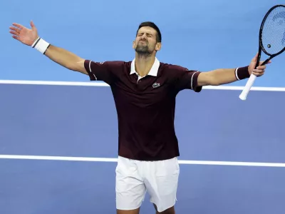 Tennis - China Open - National Tennis Center, Beijing, China - October 4, 2026 Serbia's Novak Djokovic celebrates after winning his quarterfinal match against Germany's Alexander Zverev REUTERS/Maxim Shemetov   TPX IMAGES OF THE DAY