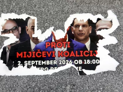 26.08.2026 - shod proti koaliciji, Mijić, Stevanović, Resnica, koalicija plakatFoto: tomaž Skale