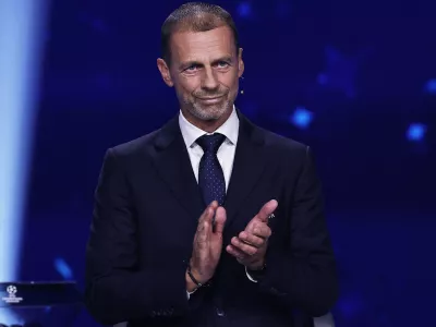 Soccer Football - UEFA Champions League - League Phase Draw - Grimaldi Forum, Monaco - August 27, 2026 UEFA president Aleksander Ceferin ahead of the league phase draw REUTERS/Manon Cruz