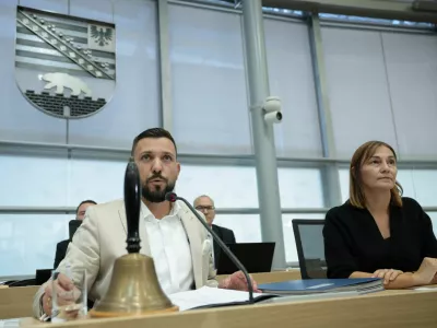 Tobias Rausch of the far-right Alternative for Germany (AfD) party speaks after he was elected president of the parliament during a session at the State Parliament in Magdeburg, Germany, October 6, 2026. Ronny Hartmann/Pool via REUTERS