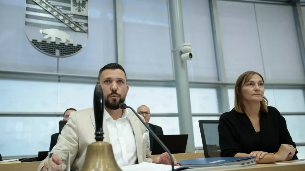 Tobias Rausch of the far-right Alternative for Germany (AfD) party speaks after he was elected president of the parliament during a session at the State Parliament in Magdeburg, Germany, October 6, 2026. Ronny Hartmann/Pool via REUTERS