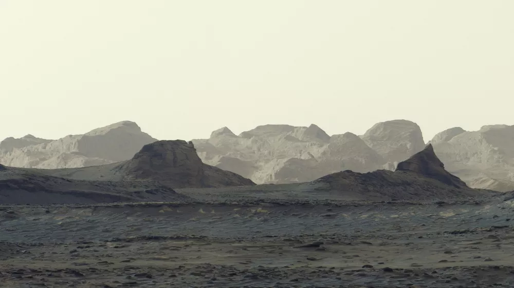 A view of the Martian surface taken by NASA's Curiosity on August 11, 2026, showing wind-carved crags called yardangs on Mount Sharp, which rises from Gale Crater near the planet's equator. The photograph is a zoomed-in crop of a broader panorama captured by the rover. The photograph was released on October 6, 2026. NASA/JPL-Caltech/MSSS/Handout via REUTERS  THIS IMAGE HAS BEEN SUPPLIED BY A THIRD PARTY