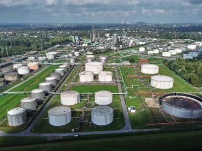 A tank farm is pictured at the Klesch oil refinery (formerly BP) where diesel, gasoline and heating oil are produced in Gelsenkirchen, Germany, Friday, Oct. 2, 2026. (AP Photo/Martin Meissner)