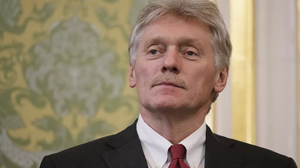 FILE - Kremlin spokesman Dmitry Peskov waits at the Grand Kremlin Palace at the Kremlin in Moscow, Russia, June 23, 2025. (AP Photo/Pavel Bednyakov, Pool, file)