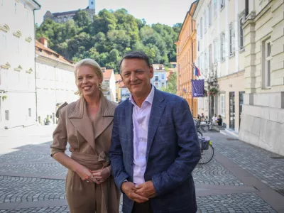 Najava kandidature za župana Ljubljane2.9.2026 - mag. Ur&scaron;ka Klakočar Zupančič in dr. Anton Rop - izjava za medije pred jesenskimi volitvamiFoto: Luka Cjuha