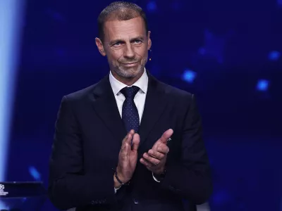 Soccer Football - UEFA Champions League - League Phase Draw - Grimaldi Forum, Monaco - August 27, 2026 UEFA president Aleksander Ceferin ahead of the league phase draw REUTERS/Manon Cruz