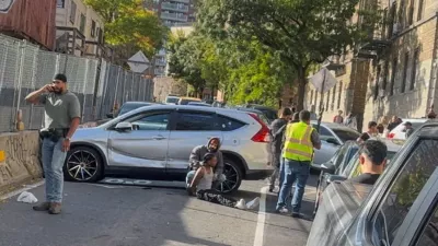 A man is detained after a shooting reportedly involving US Immigration and Customs Enforcement (ICE) officers in the Bronx borough of New York City, US, October 8, 2026, in this still image taken from video obtained from social media. Pedro Almarez/via REUTERS THIS IMAGE HAS BEEN SUPPLIED BY A THIRD PARTY. MANDATORY CREDIT. NO RESALES. NO ARCHIVES. THIS IMAGE WAS PROCESSED BY REUTERS TO ENHANCE QUALITY, AN UNPROCESSED VERSION HAS BEEN PROVIDED SEPARATELY. VERIFICATION Reuters verified the location from buildings, store front and road layout that matched archive imagery of the area. The date of the video was verified from original file metadata and New York Police Department reports of a shooting in the area on October 8.