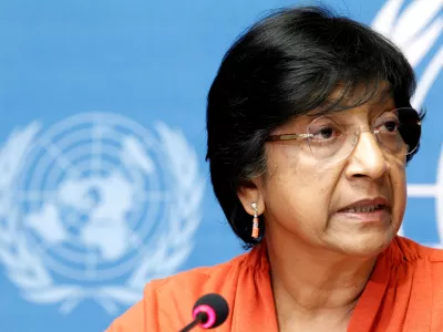 UN High Commissioner for Human Rights Navi Pillay speaks during a news conference for a report on "the right to privacy in the digital age" at the United Nations in Geneva, July 16, 2014. REUTERS/Pierre Albouy