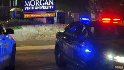 Baltimore police respond to a shooting at Morgan State University, Tuesday, Oct. 3, 2023, in Balitmore. (Jerry Jackson/The Baltimore Sun via AP)