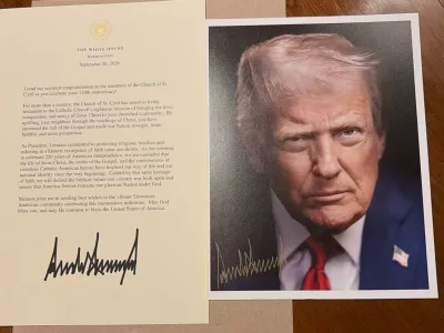New York.Cestitka ameriskega predsednika Donalda Trumpa ob 110. obletnici slovenske cerkve sv. Cirila v New Yorku.