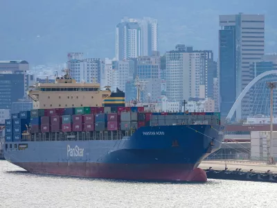 The PanStar Acro is anchored after it completed the country's first commercial round trip to Europe via the Arctic, at a port in Busan, South Korea, October 11, 2026.  Yonhap via REUTERS  THIS IMAGE HAS BEEN SUPPLIED BY A THIRD PARTY. NO RESALES. NO ARCHIVES. SOUTH KOREA OUT. NO COMMERCIAL OR EDITORIAL SALES IN SOUTH KOREA.