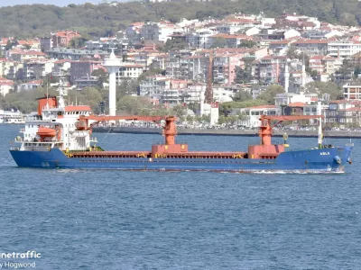An archive handout image shows the general cargo vessel ABLE in Istanbul, Turkey, at an unknown date. The vessel was struck in a drone attack, which, according to the British maritime risk management group Vanguard, took place within the Bulgarian economic zone of the Black Sea on October 6, 2026, while it was sailing under the flag of Palau. Tony Hogwood/Handout via REUTERS THIS IMAGE HAS BEEN SUPPLIED BY A THIRD PARTY. MANDATORY CREDIT. WATERMARK FROM SOURCE. BEST QUALITY AVAILABLE VERIFICATION: The location was verified by the tower, mosque and waterway, which matched satellite and archive imagery. The vessel was identified as the ABLE by its superstructure and paint, which matched archive imagery of the vessel. British maritime risk management group Vanguard said the Palau-flagged general cargo vessel ABLE was attacked on October 6 within Bulgaria's economic zone.