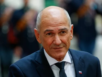 Slovenia's Prime Minister Janez Jansa at Chigi Palace as he meets Italian Prime Minister Giorgia Meloni (not pictured) in Rome, Italy, October 5, 2026. REUTERS/Remo Casilli