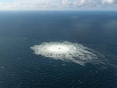 FILE PHOTO: Gas leak at Nord Stream 2 as seen from the Danish F-16 interceptor on Bornholm, Denmark September 27, 2022. Danish Defence Command/Forsvaret Ritzau Scanpix/via REUTERS ATTENTION EDITORS - THIS IMAGE WAS PROVIDED BY A THIRD PARTY. DENMARK OUT. NO COMMERCIAL OR EDITORIAL SALES IN DENMARK/File Photo