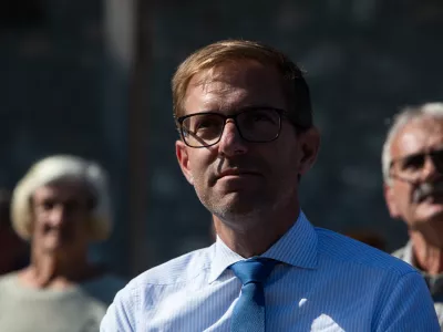 - Marko Koprivc, državni sekretar pristojen za kohezijsko politiko. Na Ministrstvu za kohezijsko politiko in razvoj.- 23.09.2024. - Dan Interreg sodelovanja 2024 s predstavitvijo projekta Hitro 2 namenjenemu kriznemu sodelovanju obmejnih področij Slovenije in Hrva&scaron;ke ob Podpori EU sredstev.//FOTO: Bojan Velikonja